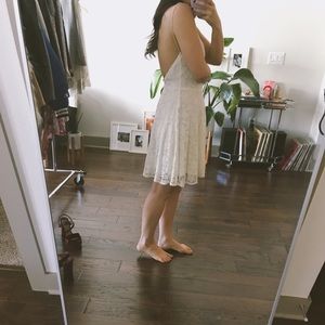 White Lace Strappy Open Back Dress